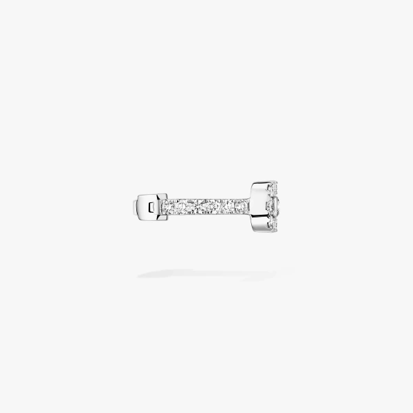 Messika Move Uno Pave Clip Earring in 18K White Gold | Fine Earrings | Coveti