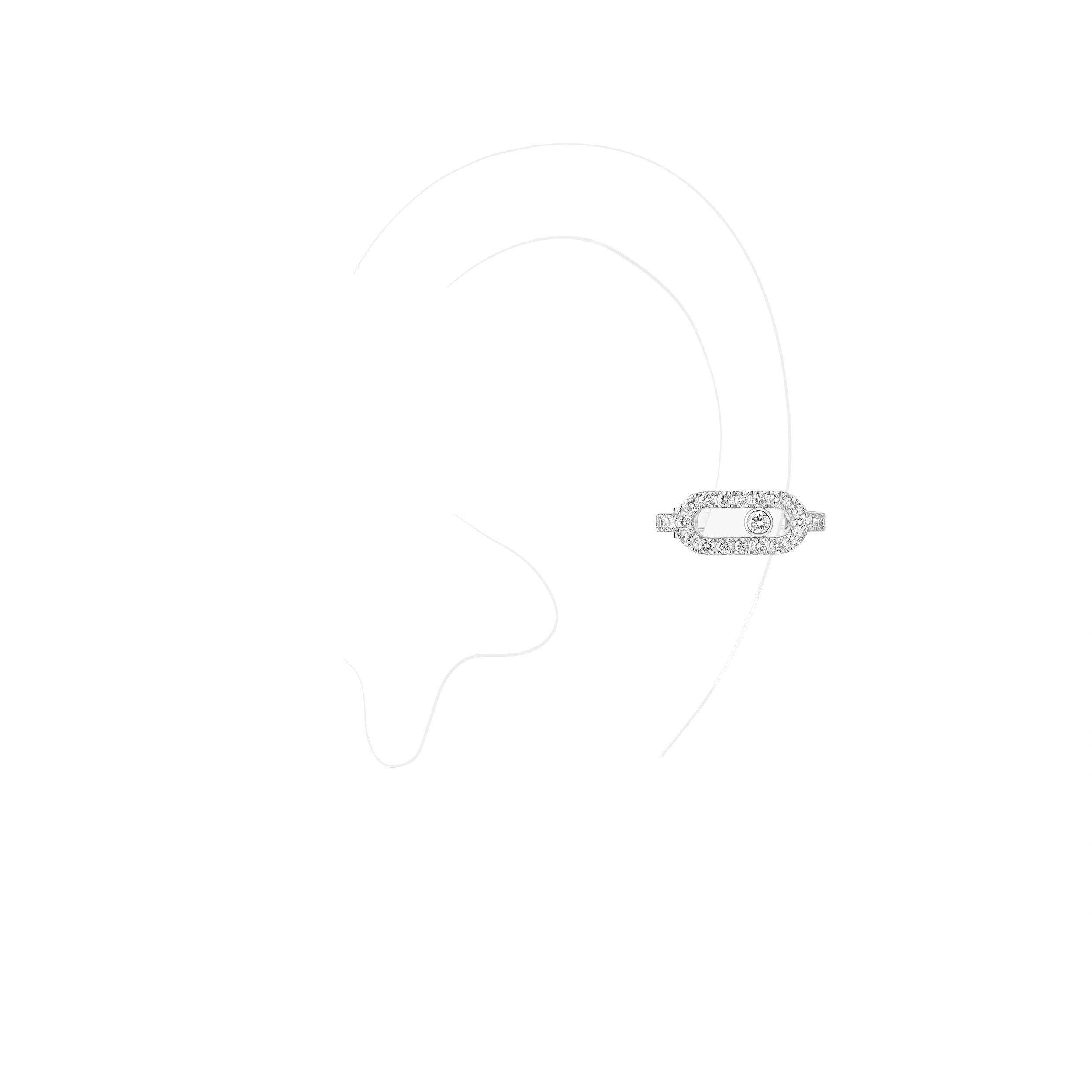 Messika Move Uno Pave Clip Earring in 18K White Gold Messika Move Uno Pave Clip Earring in 18K White Gold | Fine Earrings | Coveti