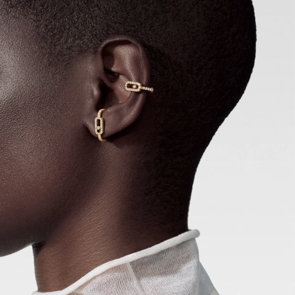 Messika Move Uno Pave Clip Earring in 18K Yellow Gold | Fine Earrings | Coveti