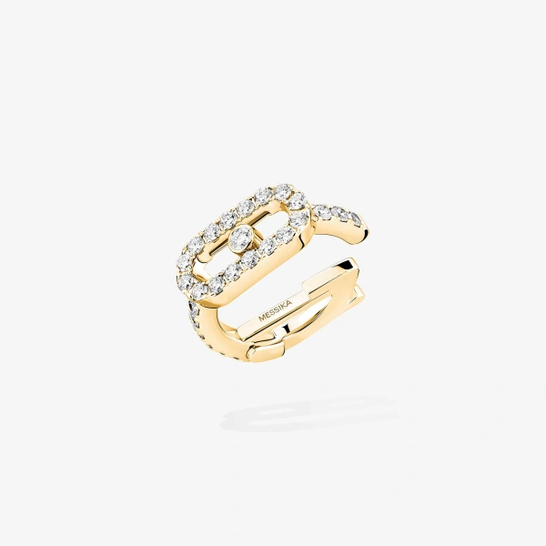 Messika Move Uno Pave Clip Earring in 18K Yellow Gold | Fine Earrings | Coveti