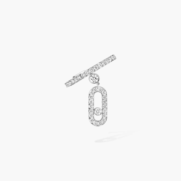 Messika Move Uno Pave Ear Cuff with Drop Motif in 18K White Gold | Fine Earrings | Coveti