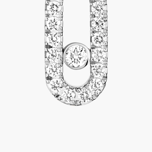 Messika Move Uno Pave Ear Cuff with Drop Motif in 18K White Gold | Fine Earrings | Coveti