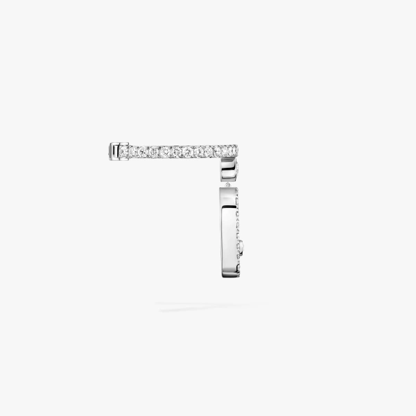 Messika Move Uno Pave Ear Cuff with Drop Motif in 18K White Gold | Fine Earrings | Coveti