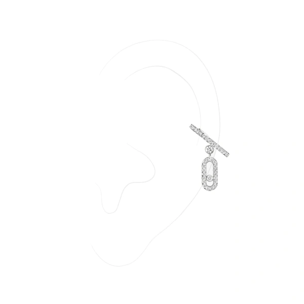 Move Uno Pave Ear Cuff with Drop Motif in 18K White Gold
