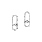 Messika Move Uno Pave Earrings in 18K White Gold | Fine Earrings | Coveti