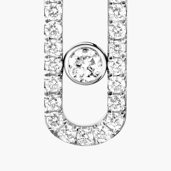 Messika Move Uno Pave Earrings in 18K White Gold | Fine Earrings | Coveti