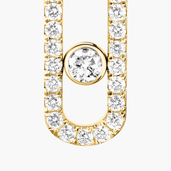 Messika Move Uno Pave Earrings in 18K Yellow Gold | Fine Earrings | Coveti