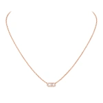 Messika Move Uno Pave Necklace in 18K Pink Gold, Mini Model | Fine Necklaces | Coveti