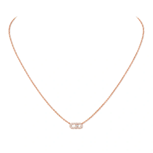 Move Uno Pave Necklace in 18K Pink Gold, Mini Model