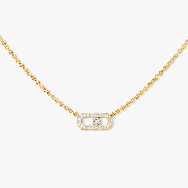 Messika Move Uno Pave Necklace in 18K Yellow Gold, Mini Model | Fine Necklaces | Coveti