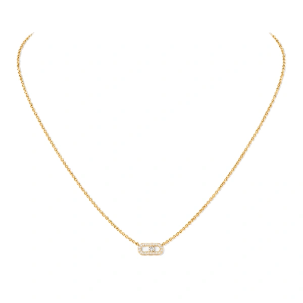 Move Uno Pave Necklace in 18K Yellow Gold, Mini Model