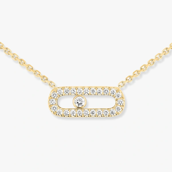 Messika Move Uno Pave Necklace in 18K Yellow Gold | Fine Necklaces | Coveti