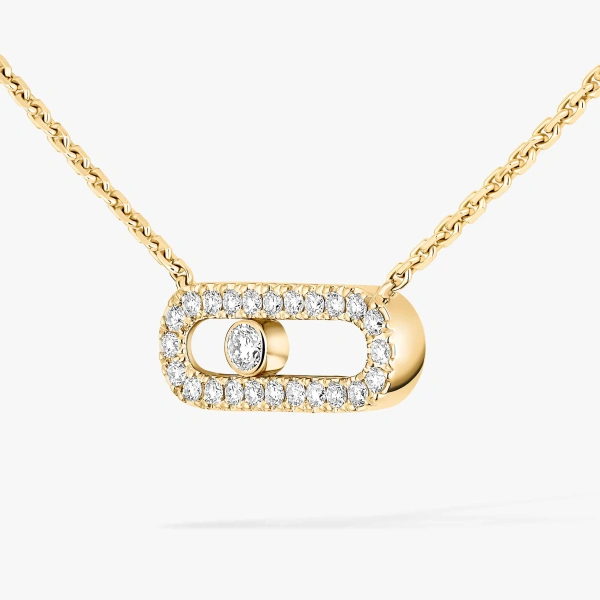 Messika Move Uno Pave Necklace in 18K Yellow Gold | Fine Necklaces | Coveti