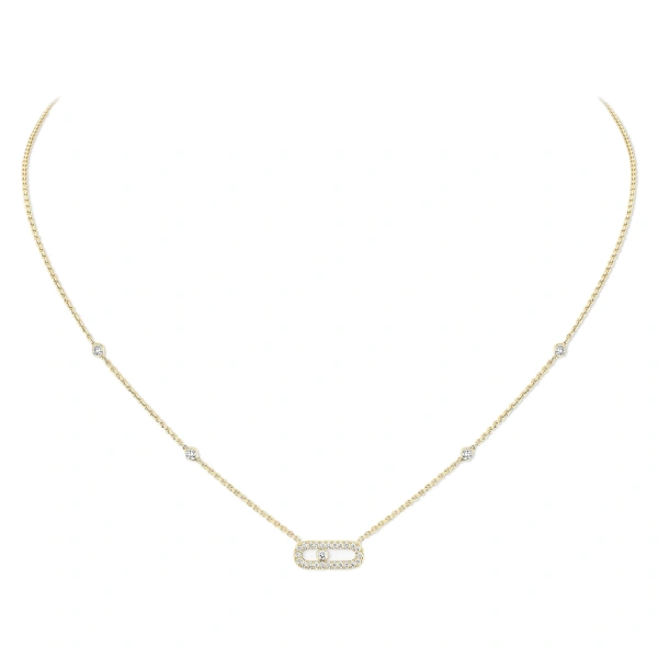 Messika Move Uno Pave Necklace in 18K Yellow Gold | Fine Necklaces | Coveti
