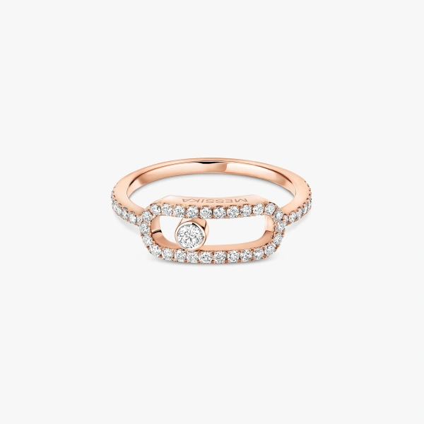 Messika Move Uno Pave Ring in 18K Pink Gold, Large Model | Fine Rings | Coveti