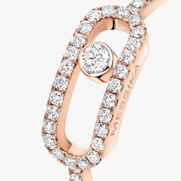 Messika Move Uno Pave Ring in 18K Pink Gold, Large Model | Fine Rings | Coveti