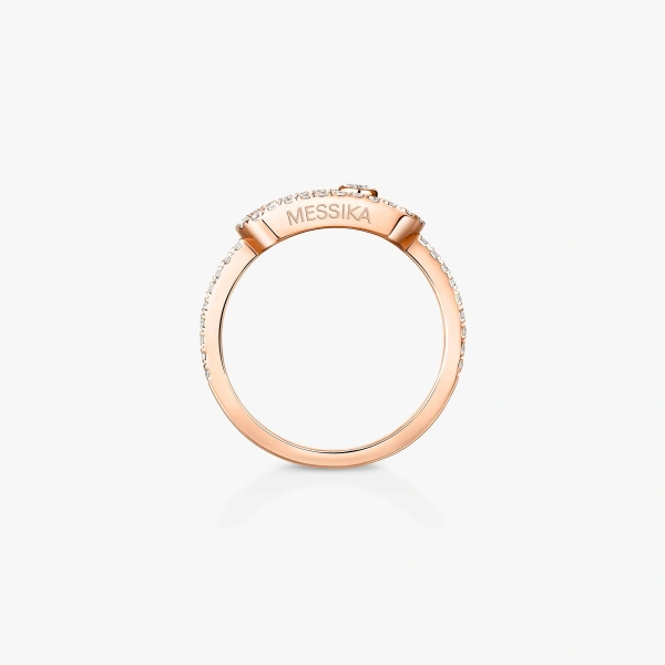 Messika Move Uno Pave Ring in 18K Pink Gold, Large Model | Fine Rings | Coveti