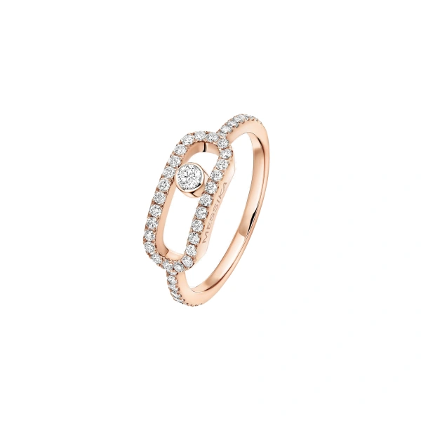 Messika Move Uno Pave Ring in 18K Pink Gold, Large Model | Fine Rings | Coveti