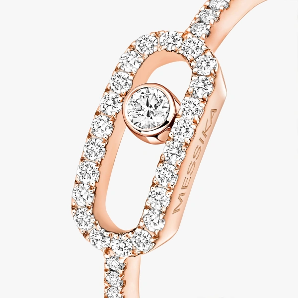 Messika Move Uno Pave Ring in 18K Pink Gold, Small Model | Fine Rings | Coveti