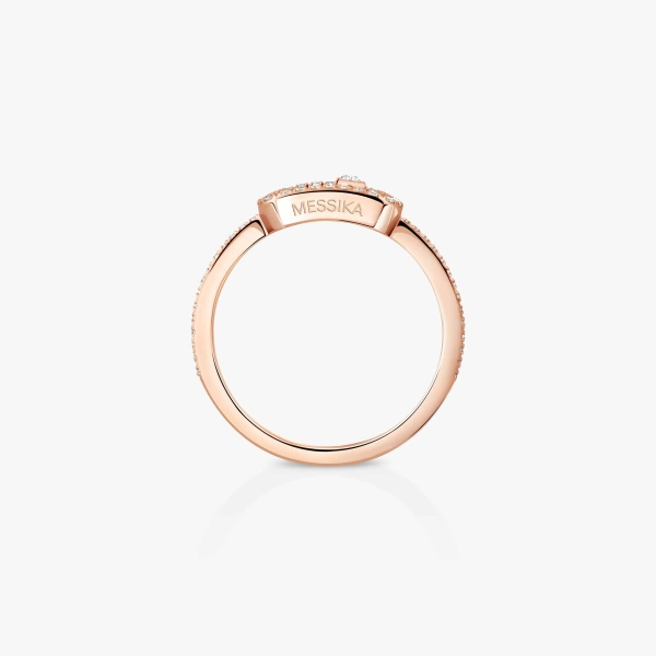 Messika Move Uno Pave Ring in 18K Pink Gold, Small Model | Fine Rings | Coveti