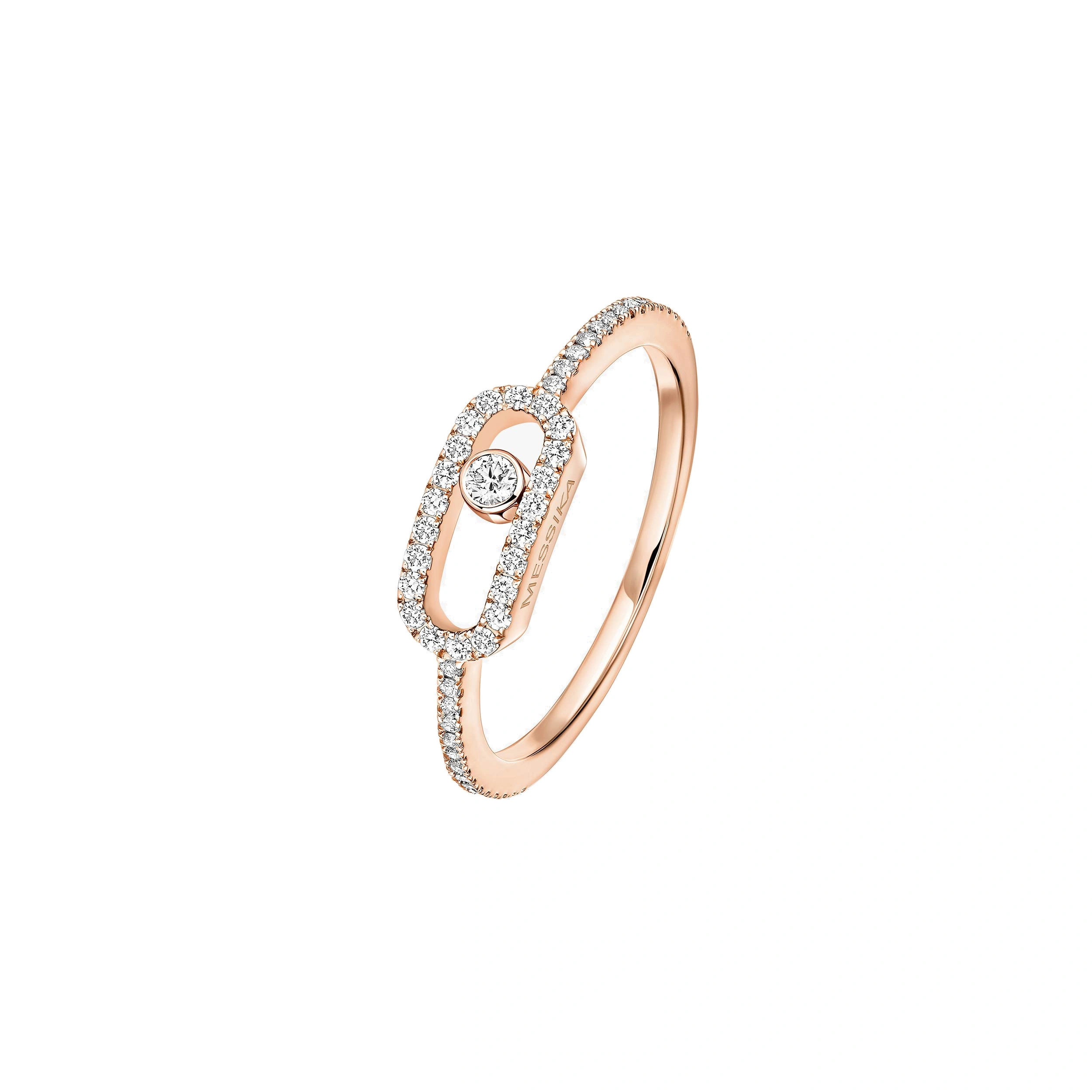 Messika Move Uno Pave Ring in 18K Pink Gold, Small Model Messika Move Uno Pave Ring in 18K Pink Gold, Small Model | Fine Rings | Coveti