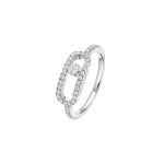 Messika Move Uno Pave Ring in 18K White Gold, Large Model | Fine Rings | Coveti