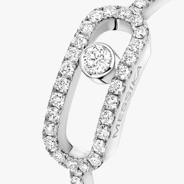 Messika Move Uno Pave Ring in 18K White Gold, Large Model | Fine Rings | Coveti