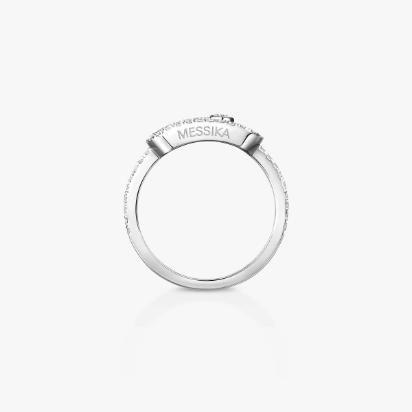 Messika Move Uno Pave Ring in 18K White Gold, Large Model | Fine Rings | Coveti
