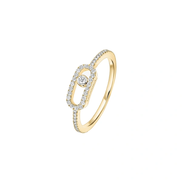 Messika Move Uno Pave Ring in 18K Yellow Gold, Small Model | Fine Rings | Coveti