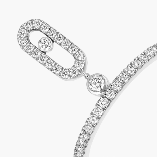 Messika Move Uno Pave Ring with Drop Motif in 18K White Gold | Fine Rings | Coveti