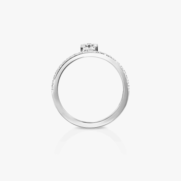 Messika Move Uno Pave Ring with Drop Motif in 18K White Gold | Fine Rings | Coveti