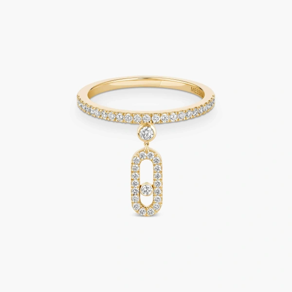 Messika Move Uno Pave Ring with Drop Motif in 18K Yellow Gold | Fine Rings | Coveti