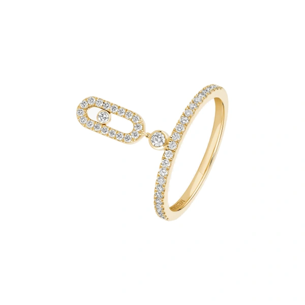 Move Uno Pave Ring with Drop Motif in 18K Yellow Gold