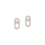 Messika Move Uno Pave Stud Earrings in 18K Pink Gold | Fine Earrings | Coveti