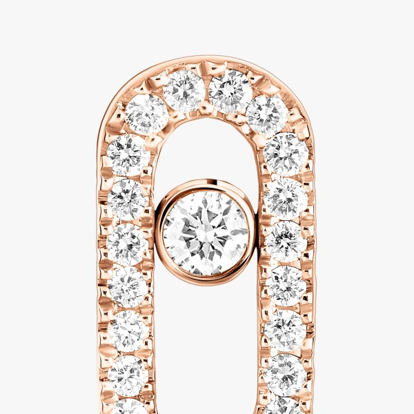 Messika Move Uno Pave Stud Earrings in 18K Pink Gold | Fine Earrings | Coveti