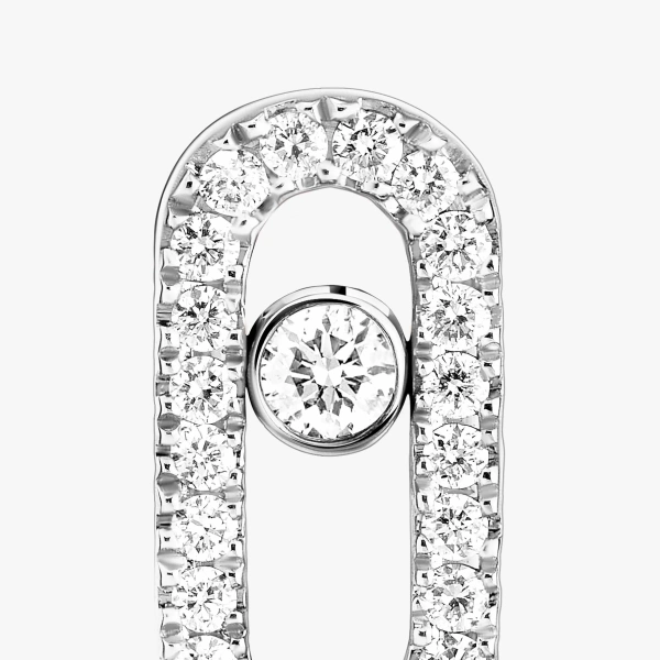 Messika Move Uno Pave Stud Earrings in 18K White Gold | Fine Earrings | Coveti
