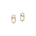 Messika Move Uno Pave Stud Earrings in 18K Yellow Gold | Fine Earrings | Coveti