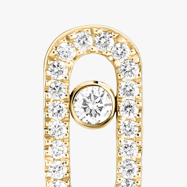 Messika Move Uno Pave Stud Earrings in 18K Yellow Gold | Fine Earrings | Coveti