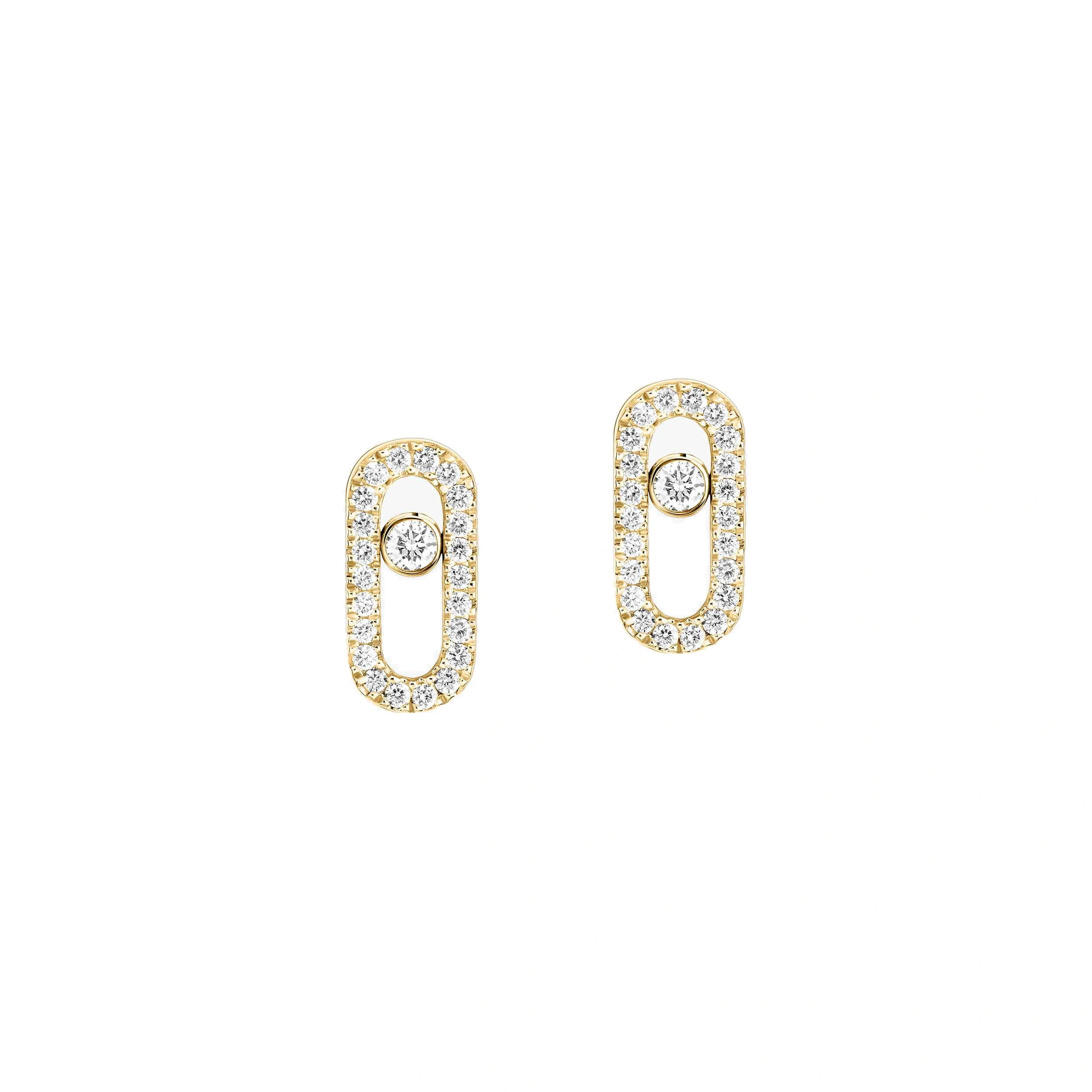 Messika Move Uno Pave Stud Earrings in 18K Yellow Gold Messika Move Uno Pave Stud Earrings in 18K Yellow Gold | Fine Earrings | Coveti