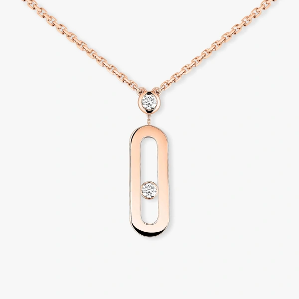Messika Move Uno Pendant Necklace in 18K Pink Gold, Small Model | Fine Necklaces | Coveti