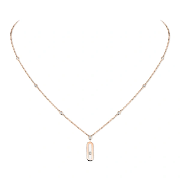 Messika Move Uno Pendant Necklace in 18K Pink Gold, Small Model | Fine Necklaces | Coveti