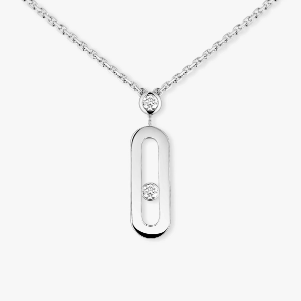 Messika Move Uno Pendant Necklace in 18K White Gold, Small Model | Fine Necklaces | Coveti