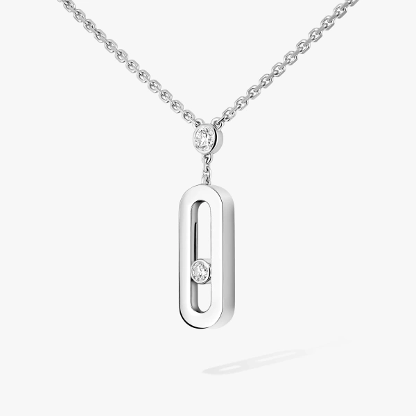 Messika Move Uno Pendant Necklace in 18K White Gold, Small Model | Fine Necklaces | Coveti