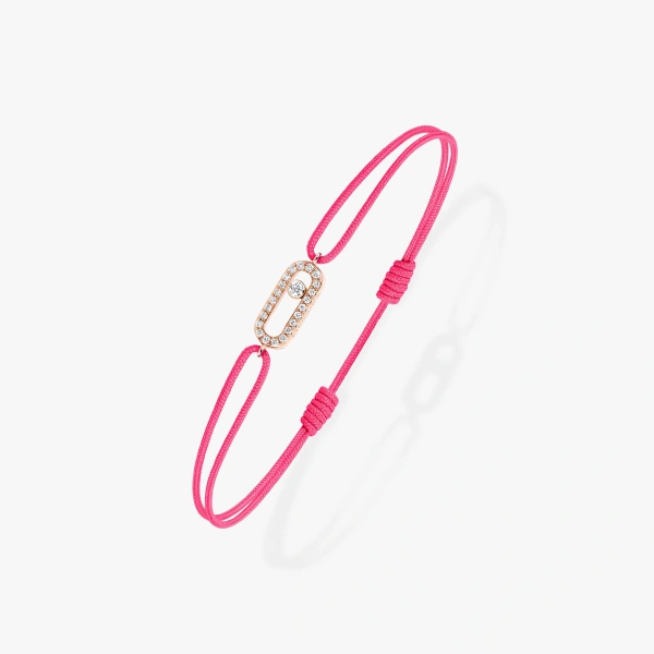 Messika Move Uno Pink Cord Bracelet in 18K Pink Gold | Fine Bracelets | Coveti