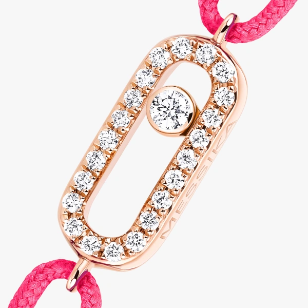 Messika Move Uno Pink Cord Bracelet in 18K Pink Gold | Fine Bracelets | Coveti
