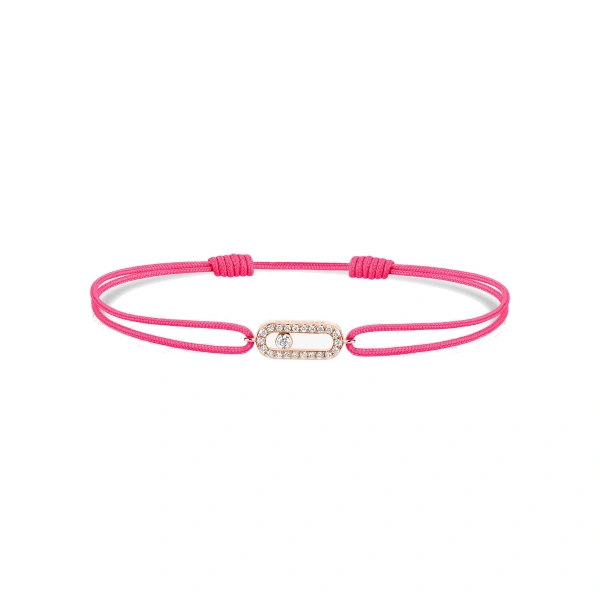 Messika Move Uno Pink Cord Bracelet in 18K Pink Gold | Fine Bracelets | Coveti