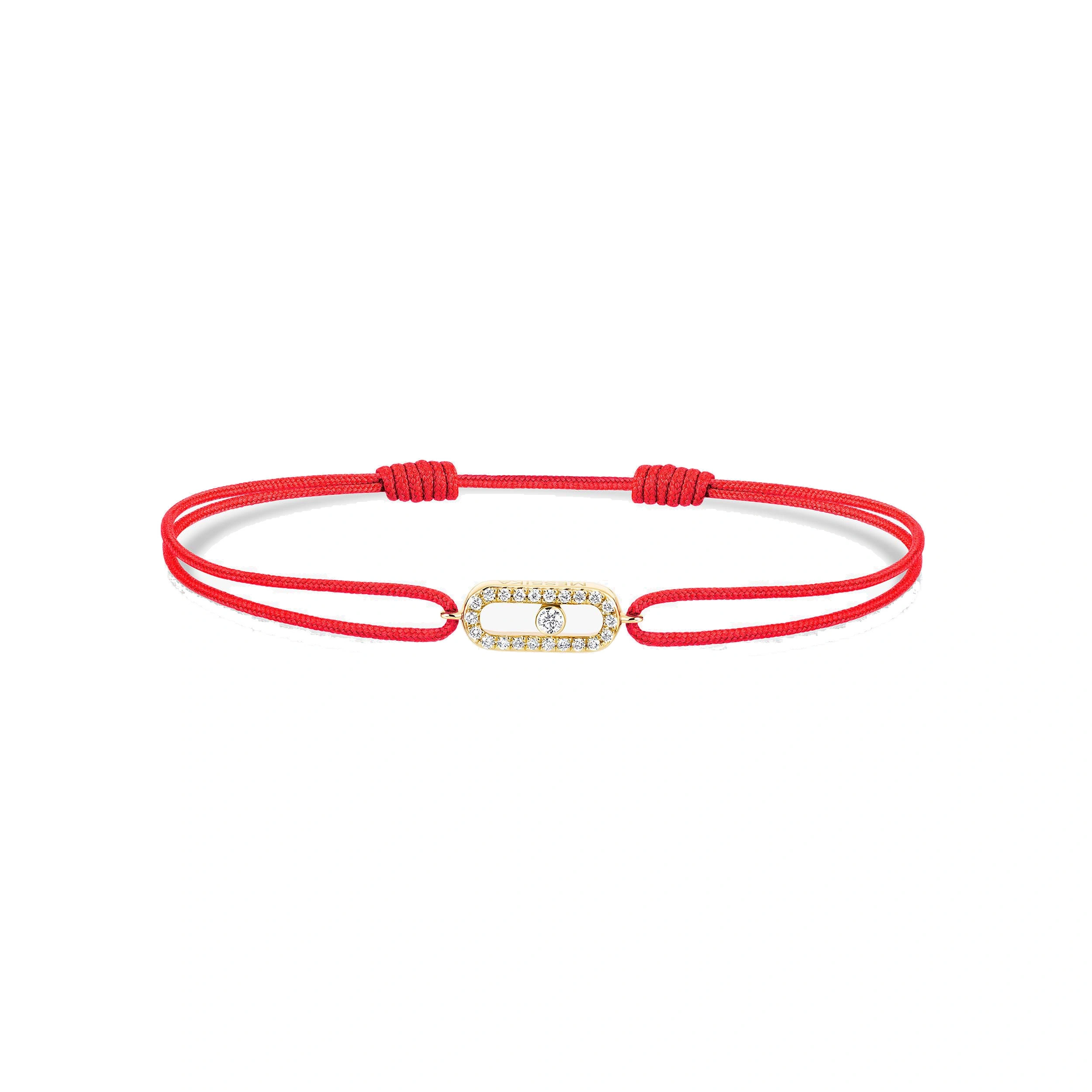 Messika Move Uno Red Cord Bracelet in 18K Yellow Gold Messika Move Uno Red Cord Bracelet in 18K Yellow Gold | Fine Bracelets | Coveti