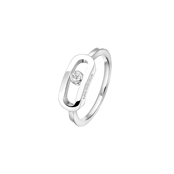 Messika Move Uno Ring in 18K White Gold, Large Model | Fine Rings | Coveti