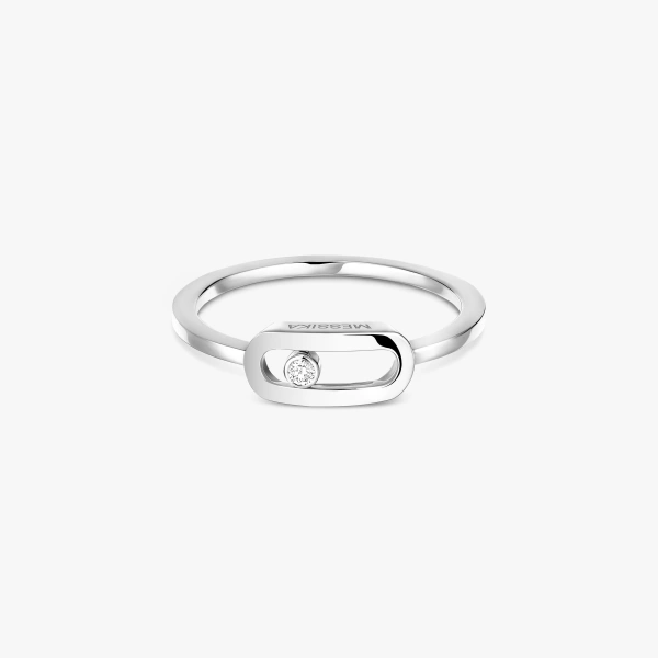 Messika Move Uno Ring in 18K White Gold, Small Model | Fine Rings | Coveti