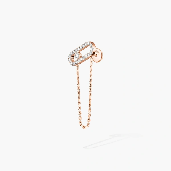 Messika Move Uno Single Chain Earring in 18K Pink Gold | Fine Earrings | Coveti